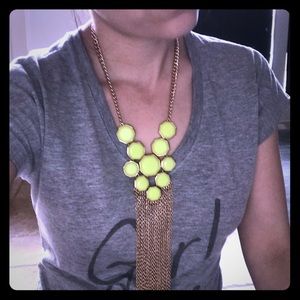 Statement Collar Necklace Gold Tassels Yellow